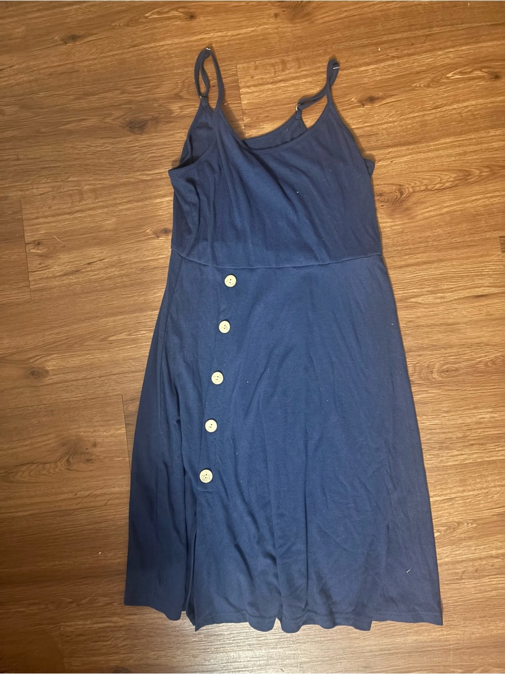 Sleeveless Navy Midi Dress with Button-Down Accent